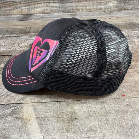 Roxy Hat Womens Black Pink Snapback Trucker Cap Pink Foam Small Adjustable - Picture 10 of 14